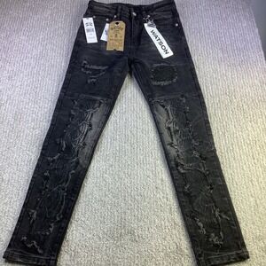 Watson Denim Jeans Mens 28 x‎ 28.5 Black Distressed Ripped Slim Fit NWT